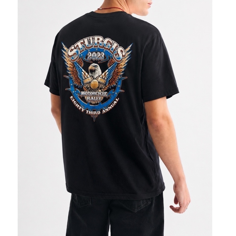 2023 Sturgis 83rd Annual Motorcycle Rally Black Short Sleeve T-Shirt Top